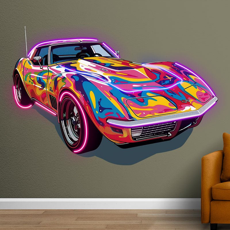 Unique Art Vintage Colorful Car Style Perfect for Home Office and Garage Classic Old Famous Cars Neon Signs