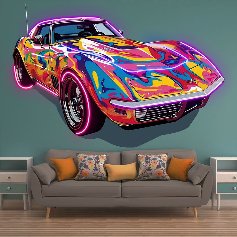 Unique Art Vintage Colorful Car Style Perfect for Home Office and Garage Classic Old Famous Cars Neon Signs