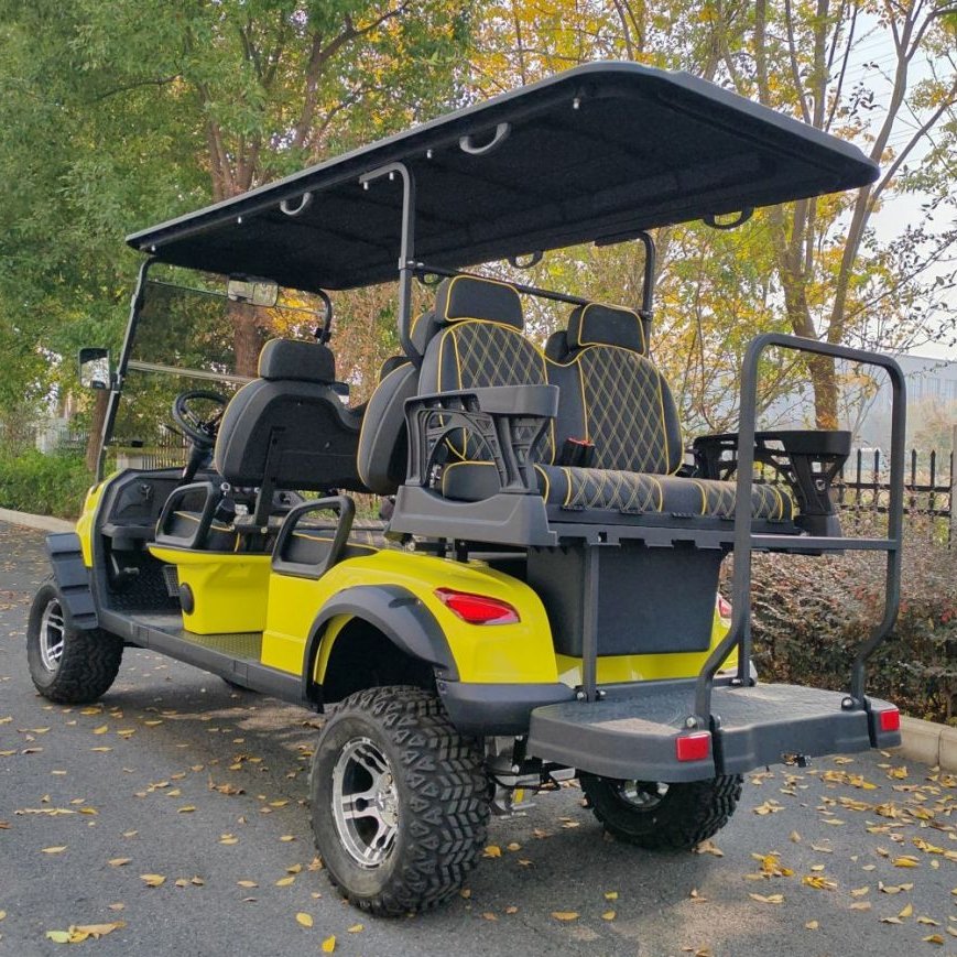 72V Mini Electric Golf Carts Solar Powered 6-Seater Buggy with Golf Trolley Accessories Steel Material 5KW Motor EEC Certificate