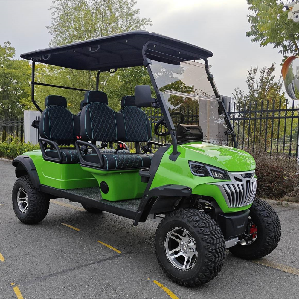 72V Mini Electric Golf Carts Solar Powered 6-Seater Buggy with Golf Trolley Accessories Steel Material 5KW Motor EEC Certificate