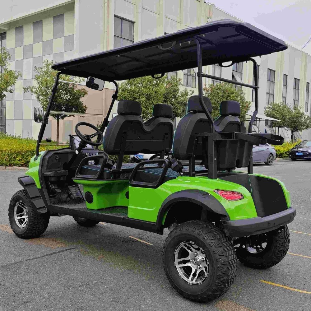 72V Mini Electric Golf Carts Solar Powered 6-Seater Buggy with Golf Trolley Accessories Steel Material 5KW Motor EEC Certificate