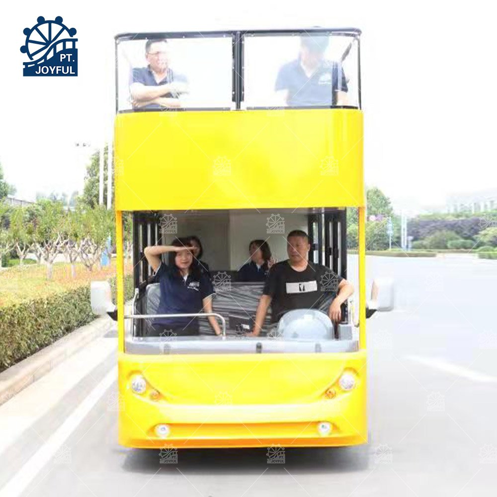CE Certified Amusement Park Resort City Double Decker Electric Tourist Car Electric Sightseeing Bus for Outdoor Playground