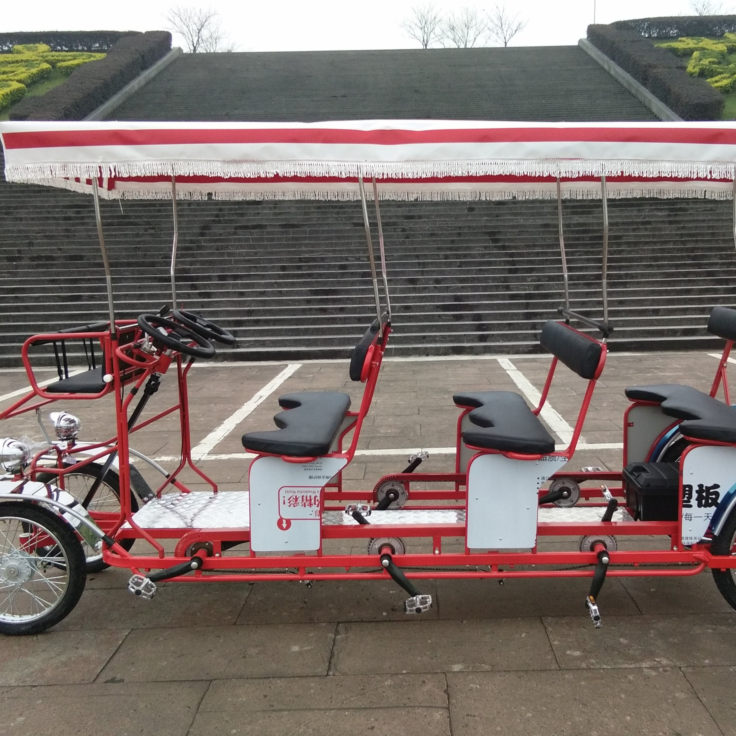 DELUXE 6PERSONS ELECTRIC SURREY BIKE WITH LED LIGHTS SURREY Fun QUADRICYCLE