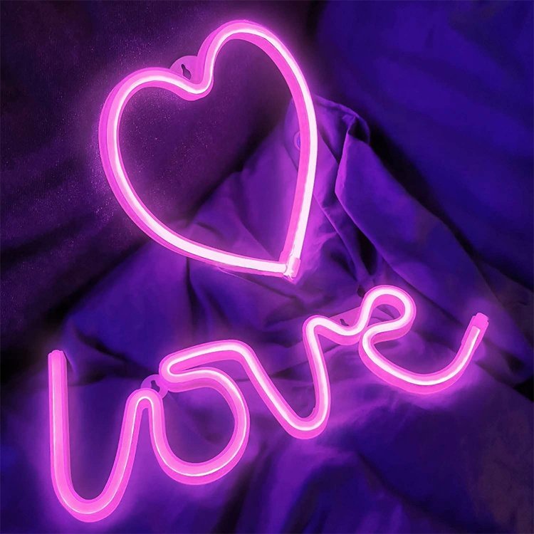 Personalized Design Led Neon Sign love with Heart Led Neon Sign Led for Room Decoration