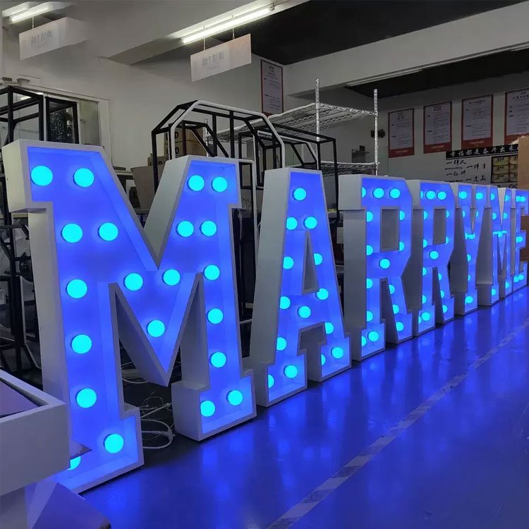 Custom 3ft 4ft 5ft 120cm Giant Big Hold up the Marry Me Letter Light Stackable Shelf Marquee Letters with Metal Stand Stacked