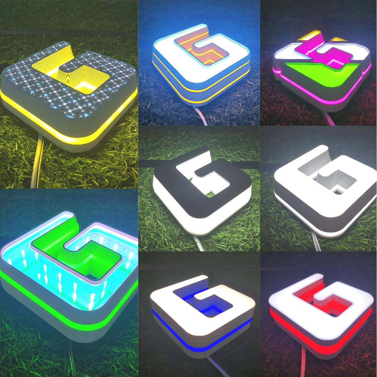 Wholesale UV Font Design Colorful Rgb Luminous Characters Custom Novel 3D PVC Acrylic Luminous Sign for Shop Advertising