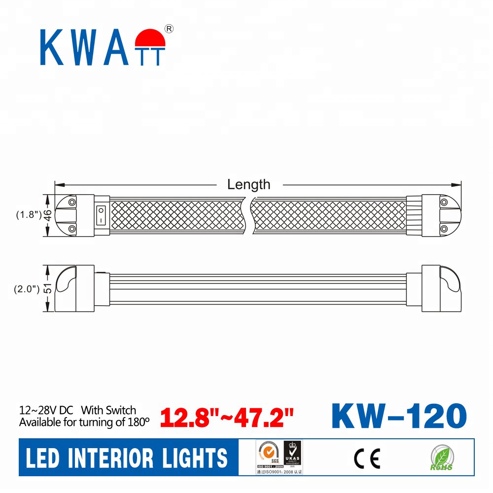 Factory High Quality High Lumen Newest 12V-24V 6pcs LED Vehicle Interior Lights for CarS,Cabin,RV With CE RoHS and Switch