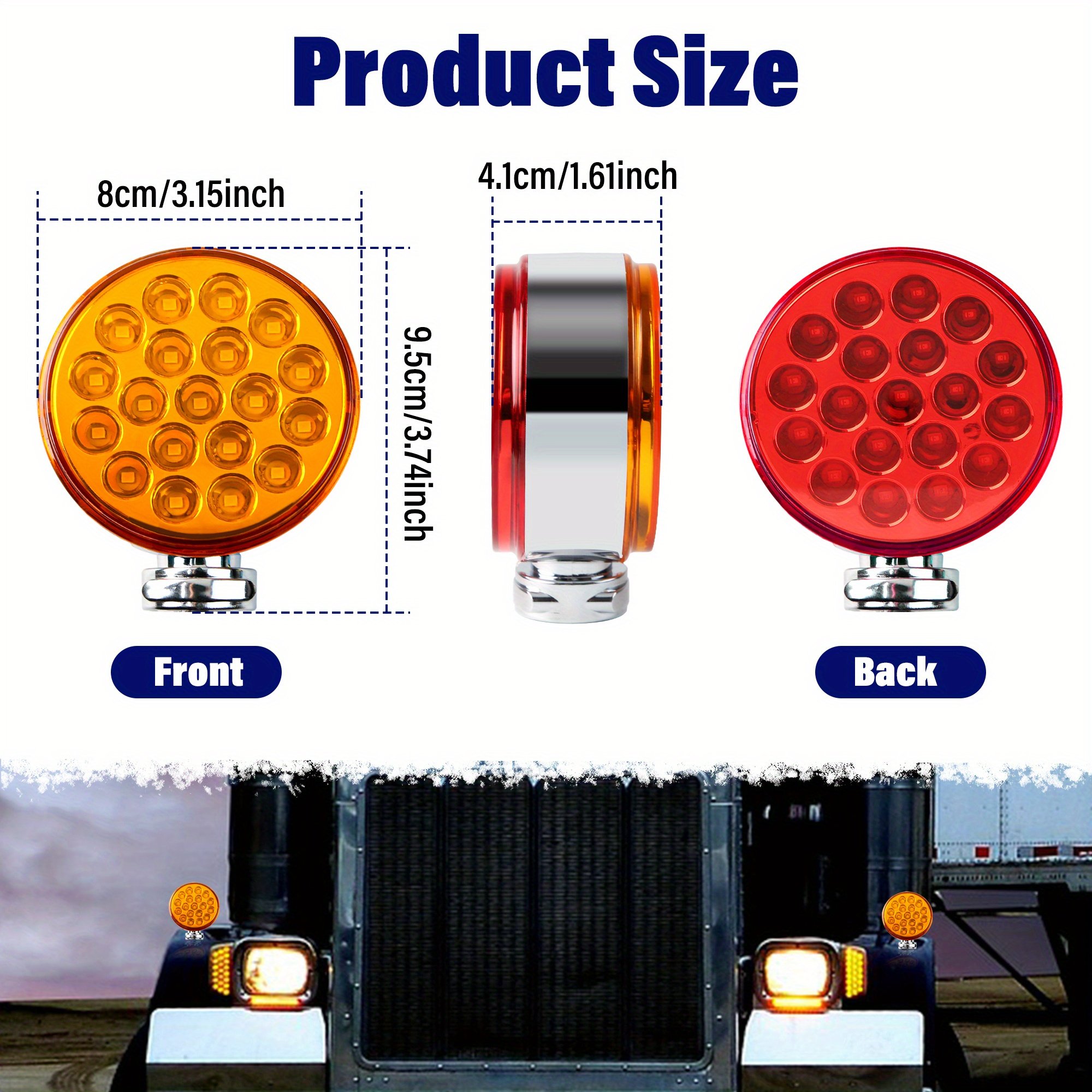 38 Led Double Face Side Marker Light Truck LED Yellow/Red Turn Signal Lights Stop Flash Light for Trailer Tractor 12V 24V