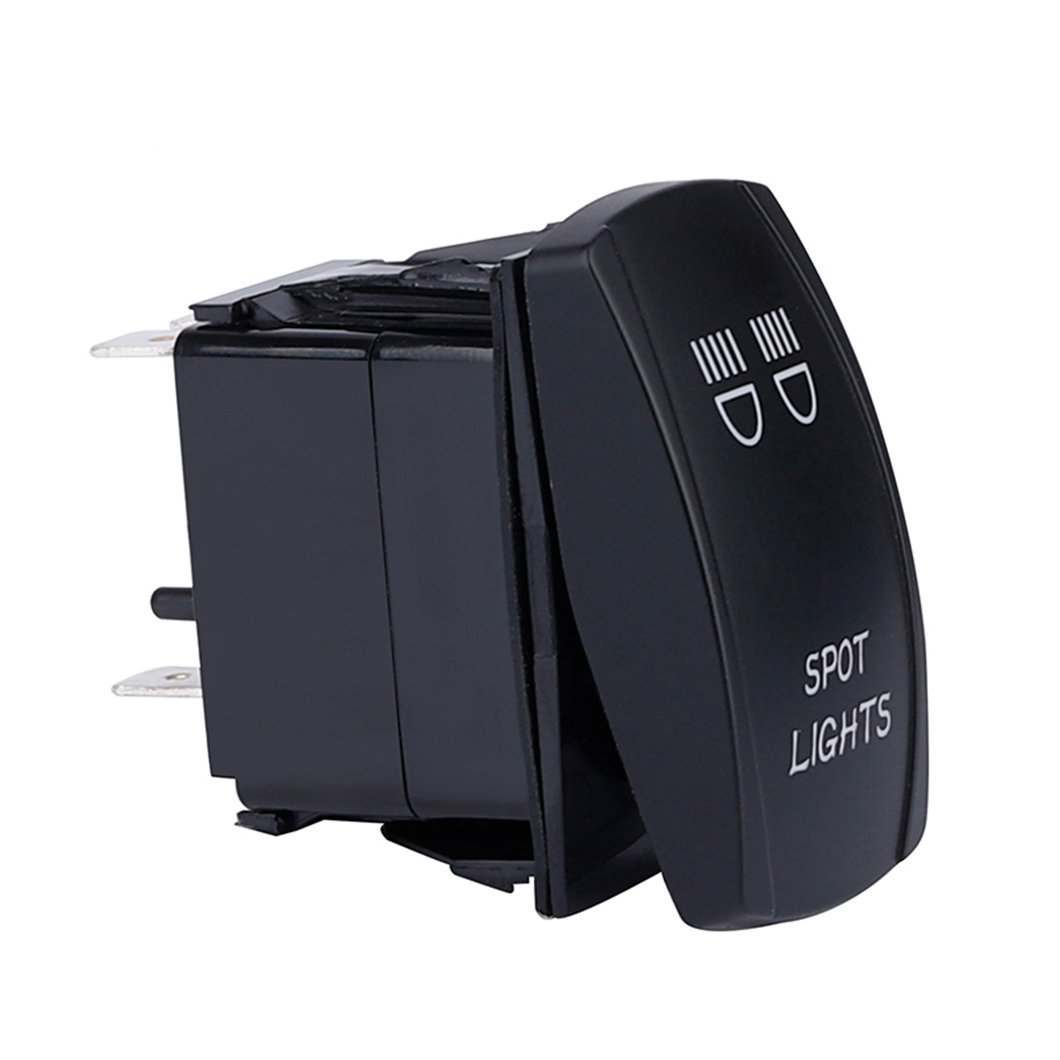 ON-OFF Dual Blue LED Driving Light 12V 5-Pin Marine Rocker Switch SPST momentary Function 20A Max Current Material CE Certified