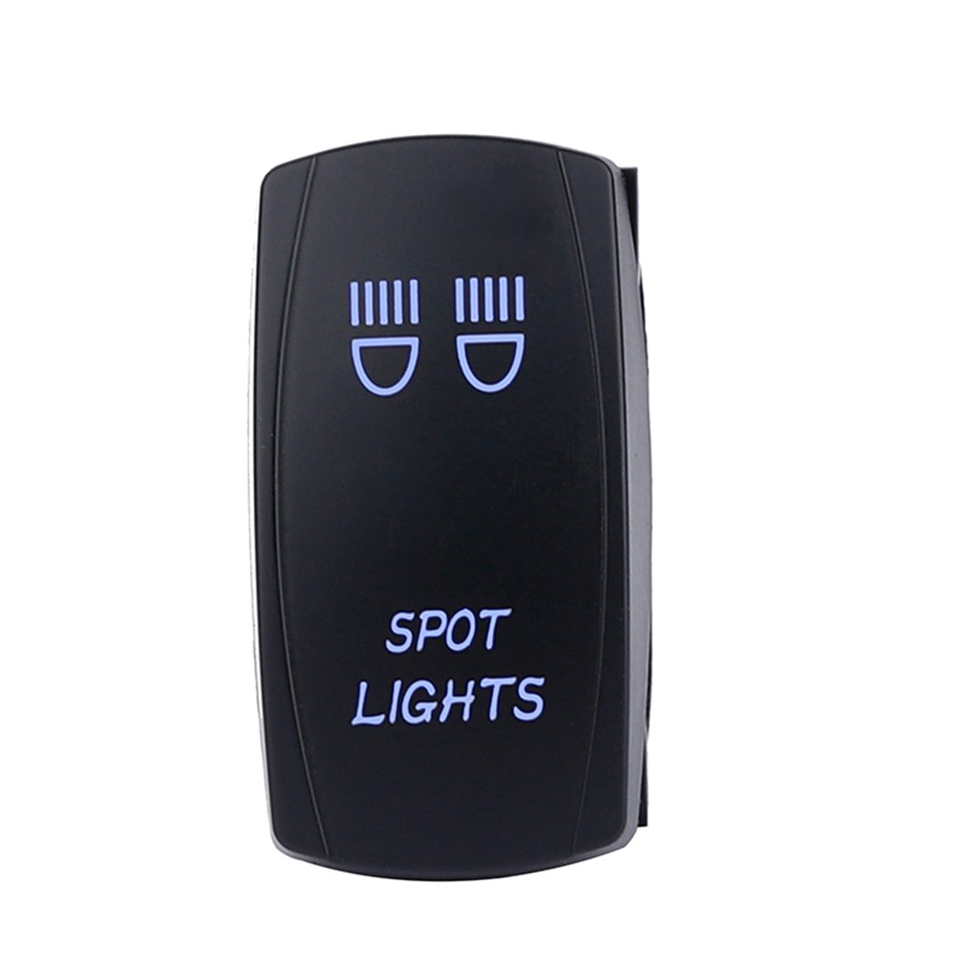 ON-OFF Dual Blue LED Driving Light 12V 5-Pin Marine Rocker Switch SPST momentary Function 20A Max Current Material CE Certified