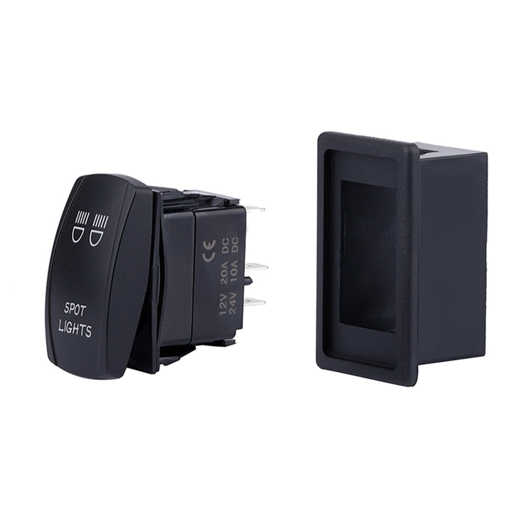 ON-OFF Dual Blue LED Driving Light 12V 5-Pin Marine Rocker Switch SPST momentary Function 20A Max Current Material CE Certified