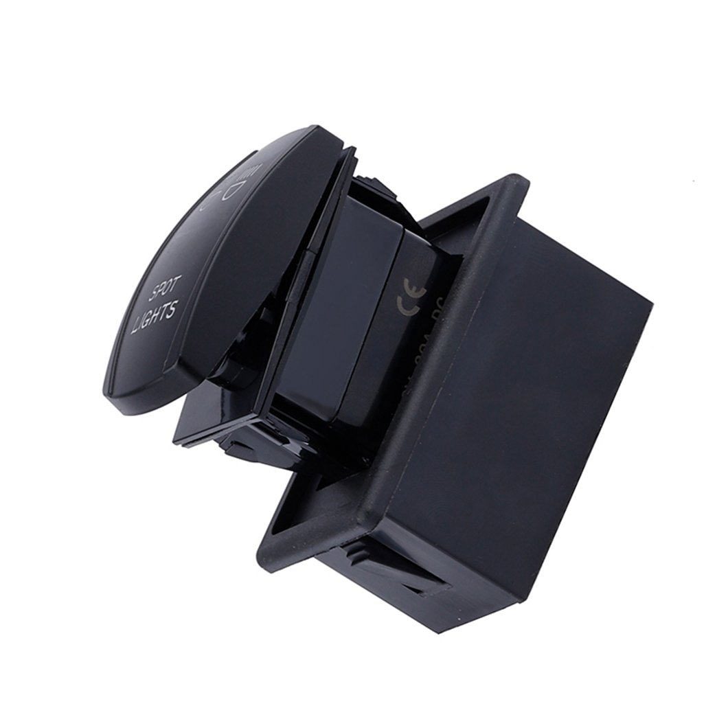 ON-OFF Dual Blue LED Driving Light 12V 5-Pin Marine Rocker Switch SPST momentary Function 20A Max Current Material CE Certified