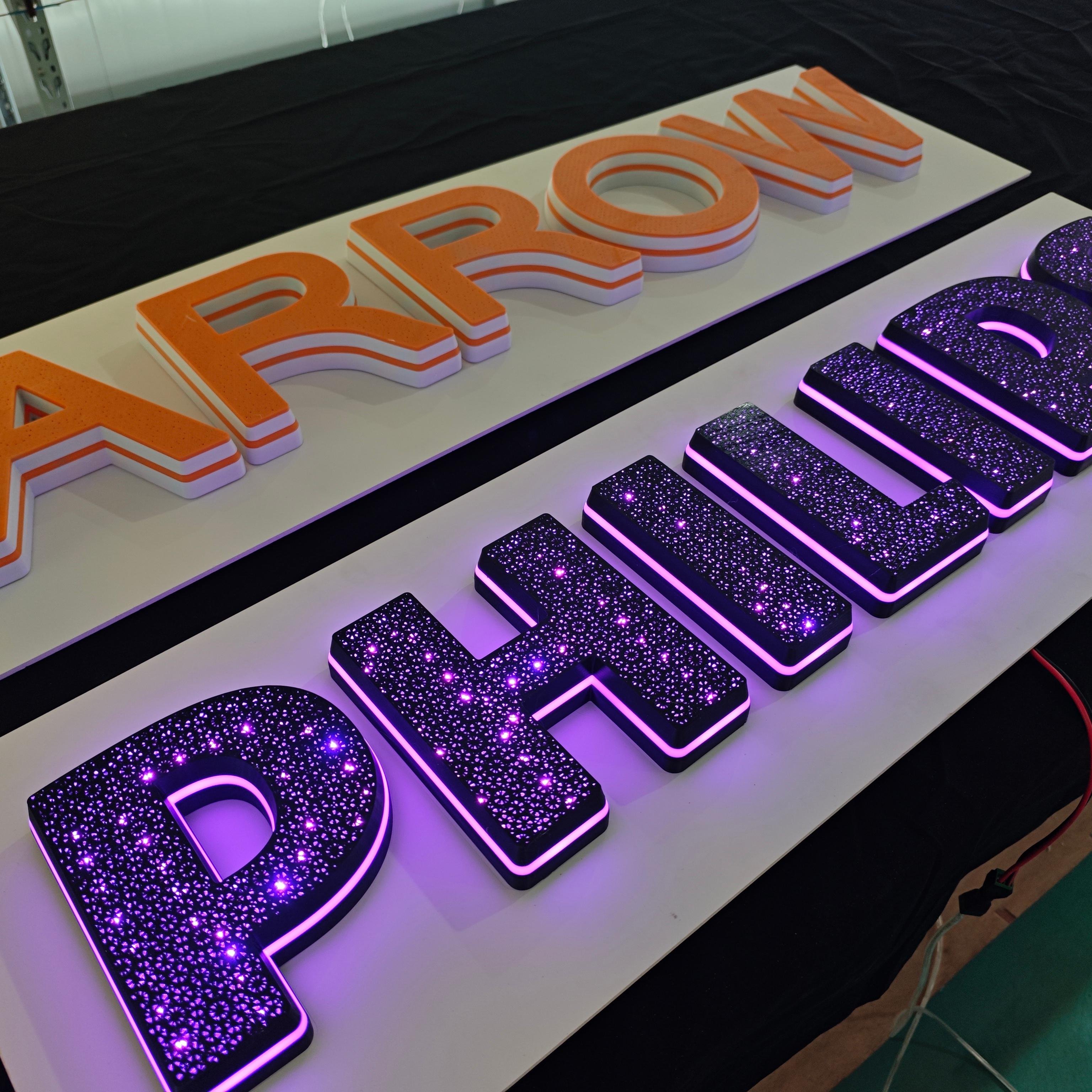 Wholesale Good Quality 3d Luminous Sign Board Low Price Shops Business Advertising Any Color 3D Light Signs