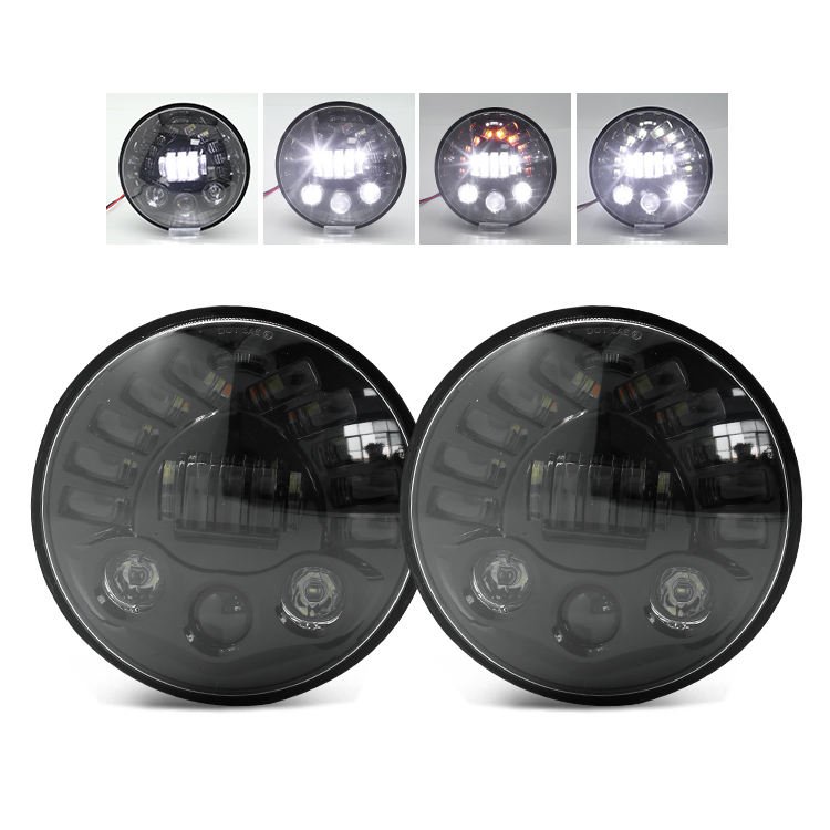 Car Accessories Led Driving Light Dual Color High Low Beam 3535 Led Chip 7inch Round Led Projector Headlight for Truck Wrangler