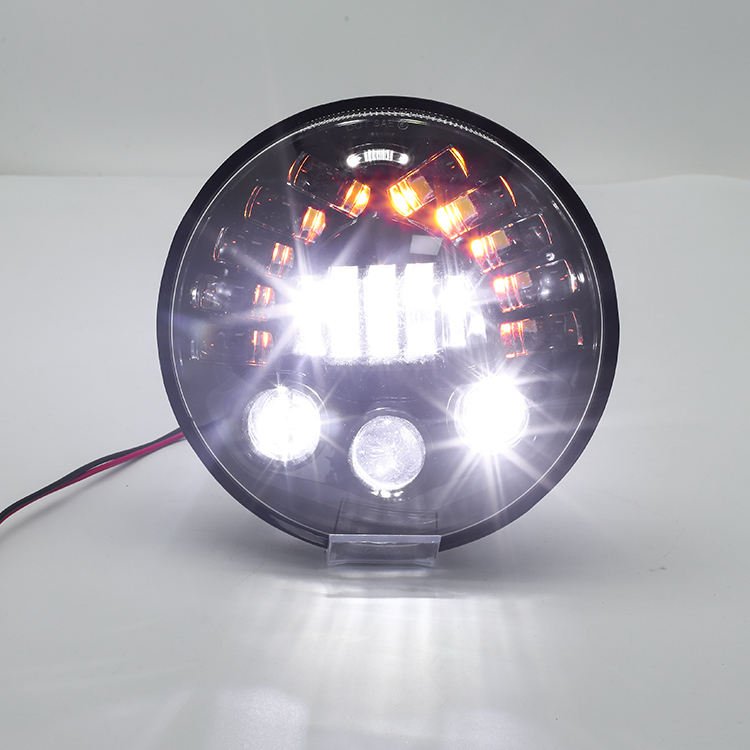 Car Accessories Led Driving Light Dual Color High Low Beam 3535 Led Chip 7inch Round Led Projector Headlight for Truck Wrangler
