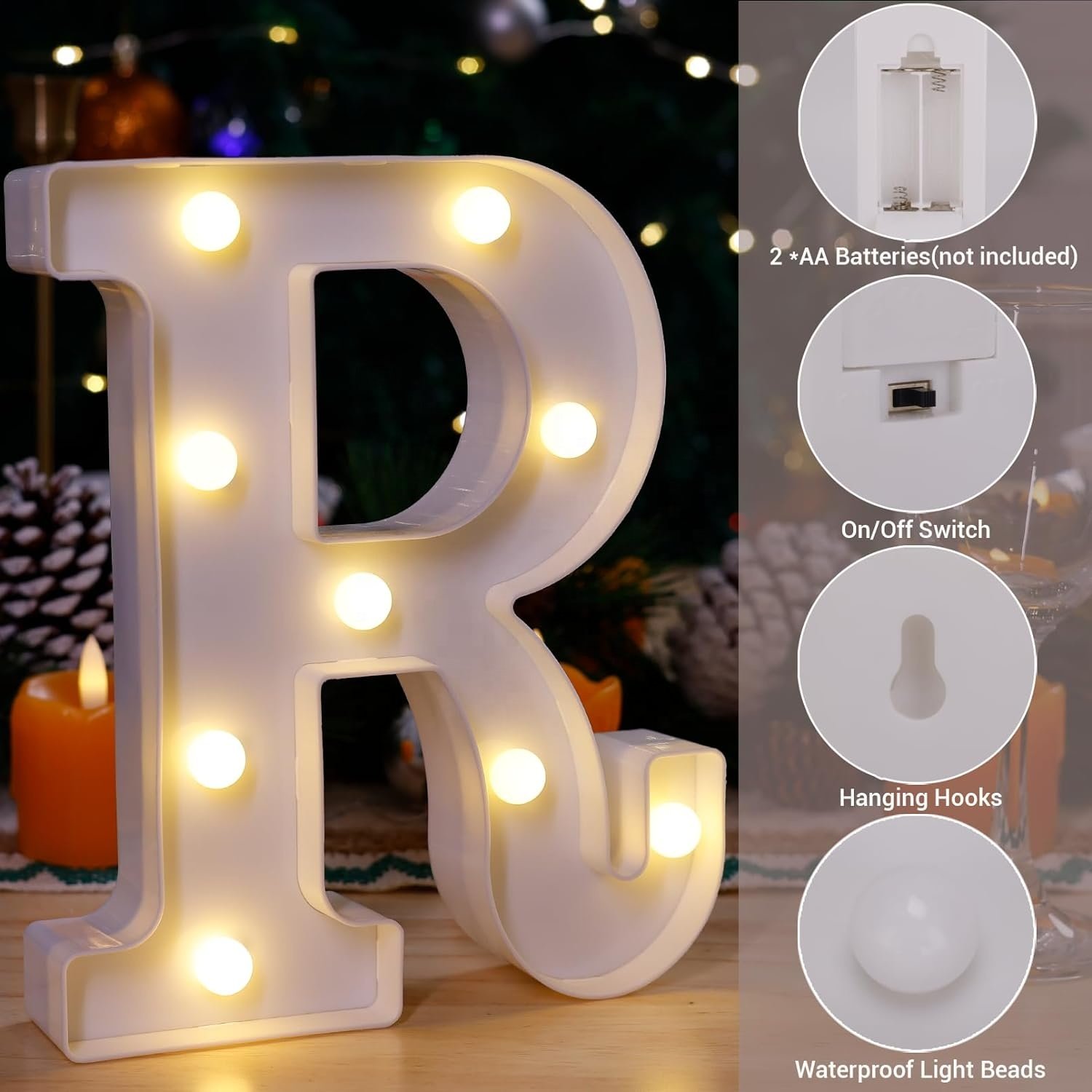 26 Alphabet Battery Powered LED Marquee Sign for Home Decor AC Powered Night Light Advertising Sign for Park