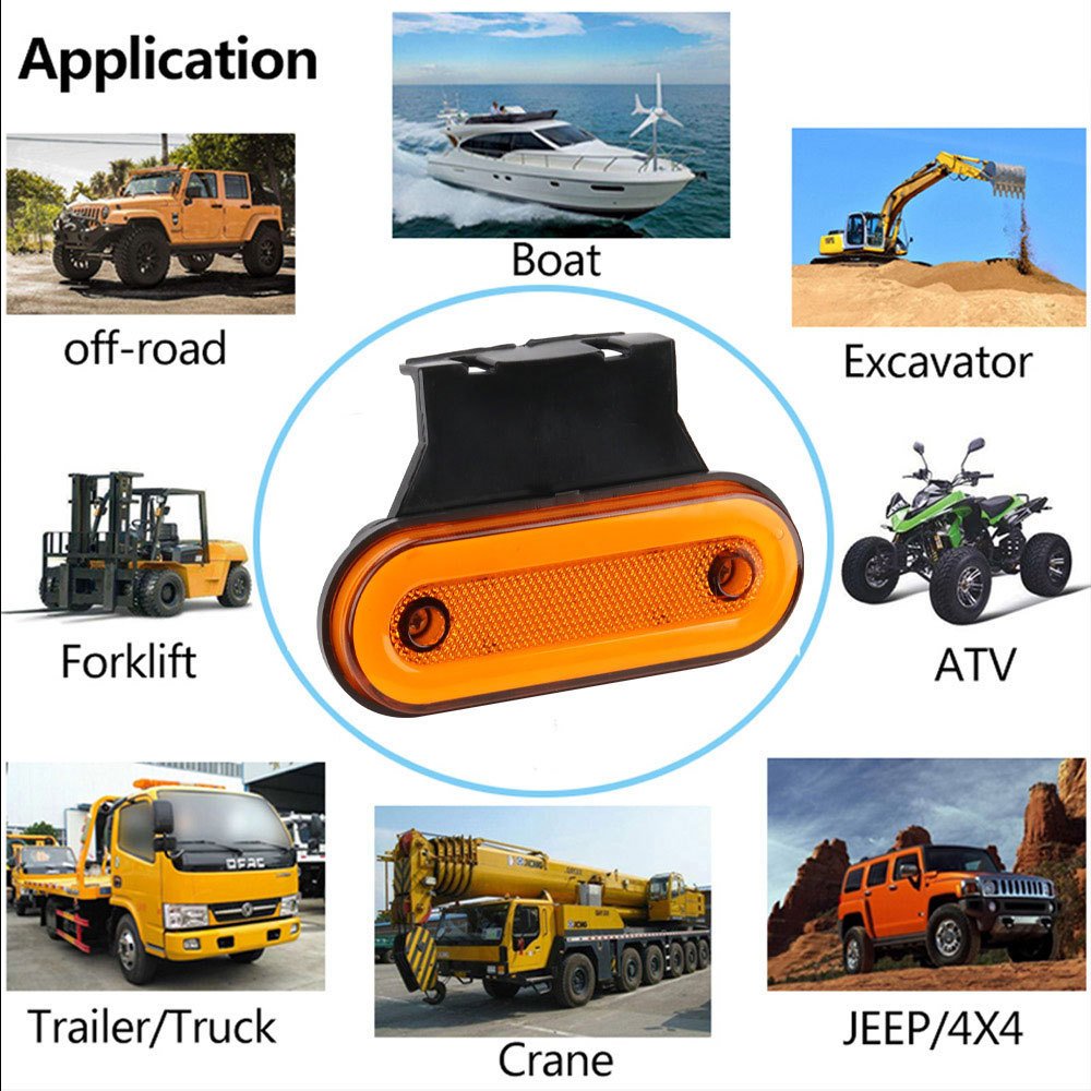 12V 24V Truck Side Marker Light LED Trailer Lights Reflector RV Bus Camper Van Clearance Lights Red White Amber with Bracket