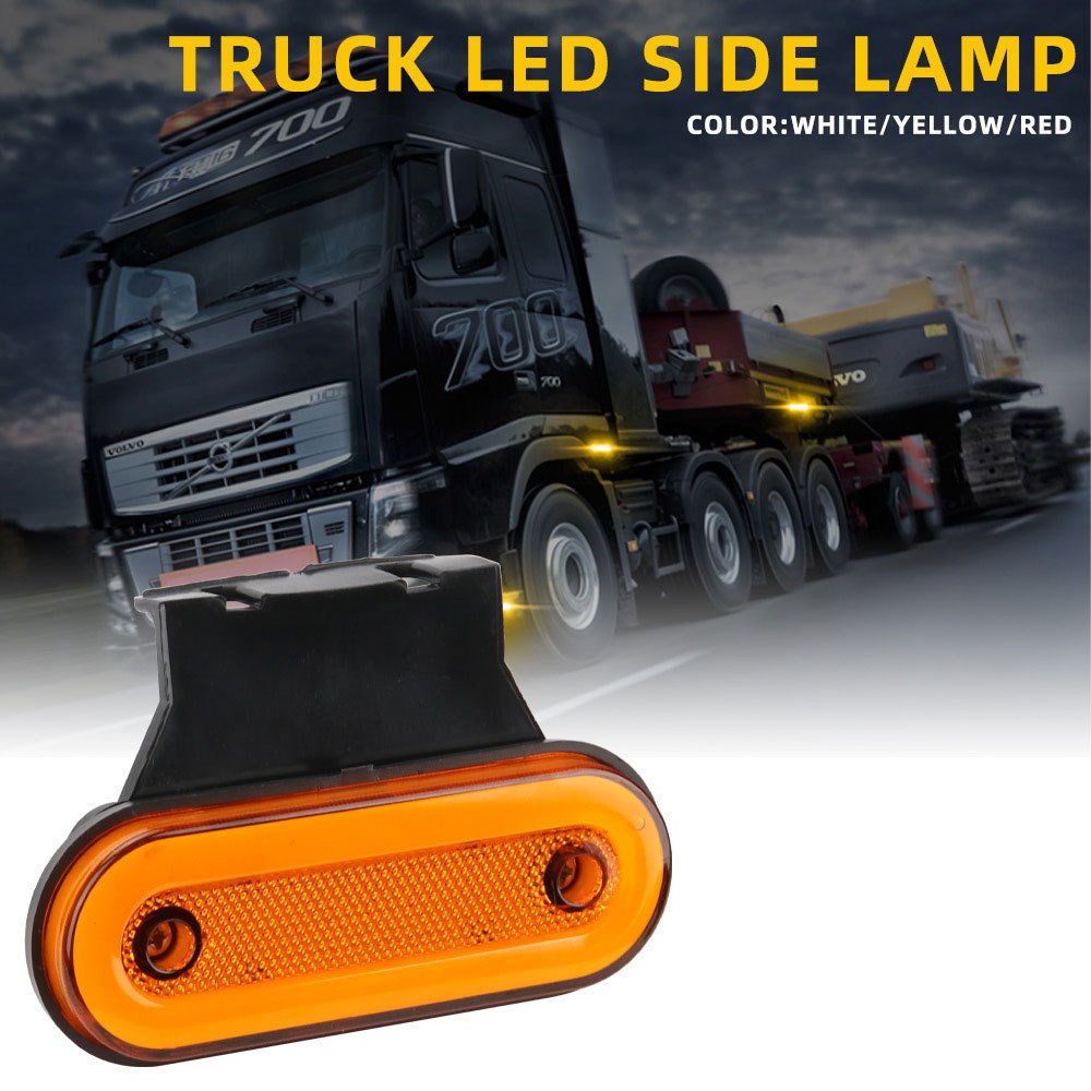 12V 24V Truck Side Marker Light LED Trailer Lights Reflector RV Bus Camper Van Clearance Lights Red White Amber with Bracket