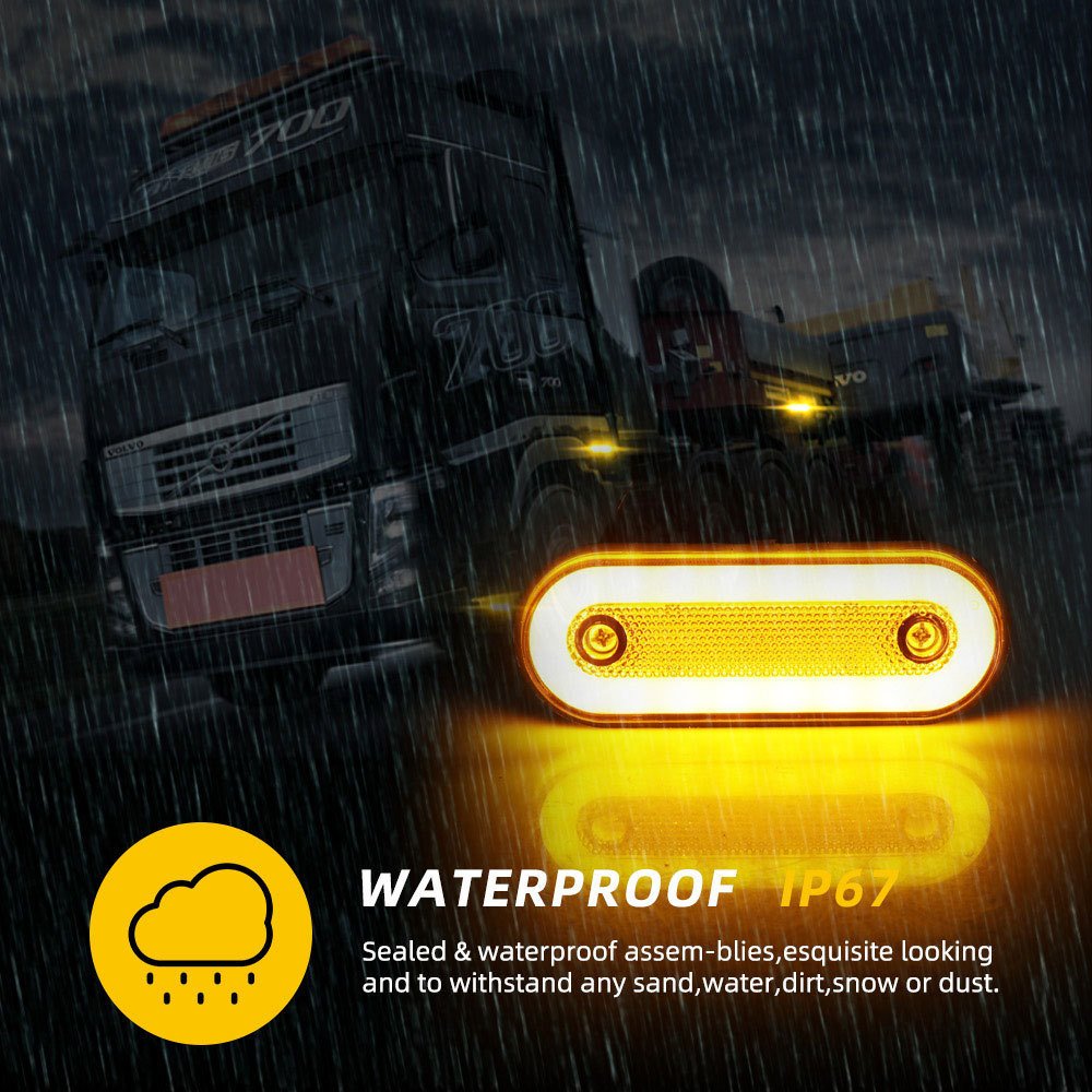 12V 24V Truck Side Marker Light LED Trailer Lights Reflector RV Bus Camper Van Clearance Lights Red White Amber with Bracket