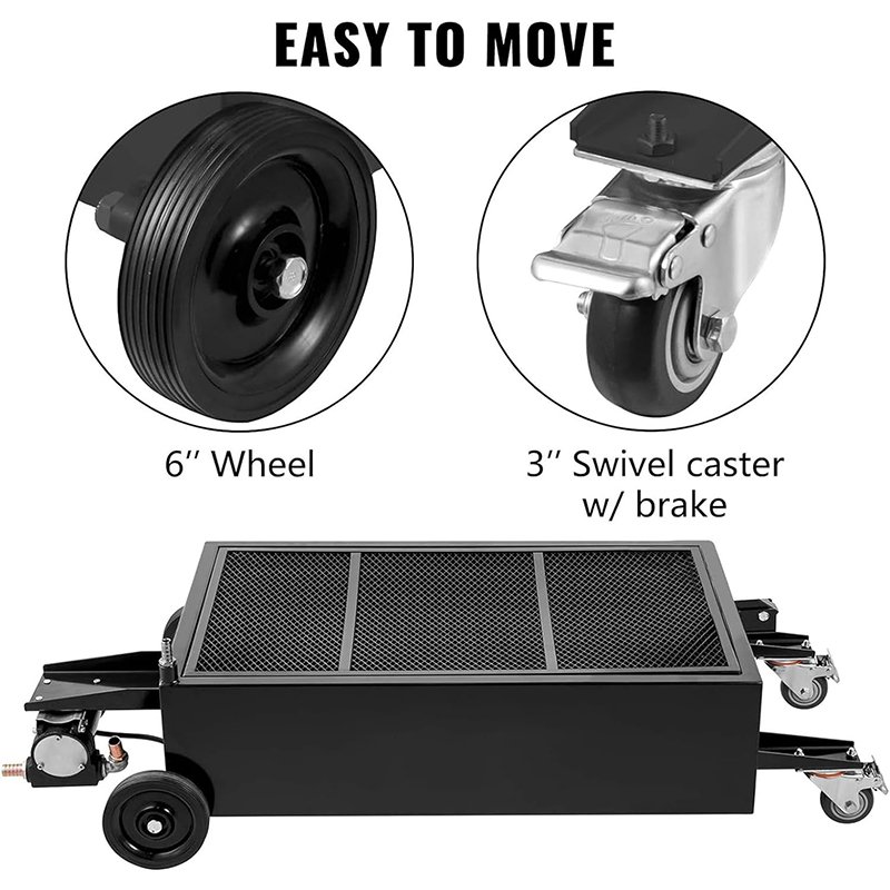 25 Gal Large Capacity Low Profile Oil Drain Pan With Electric Pump 7.2ft Hose & Folding Handle