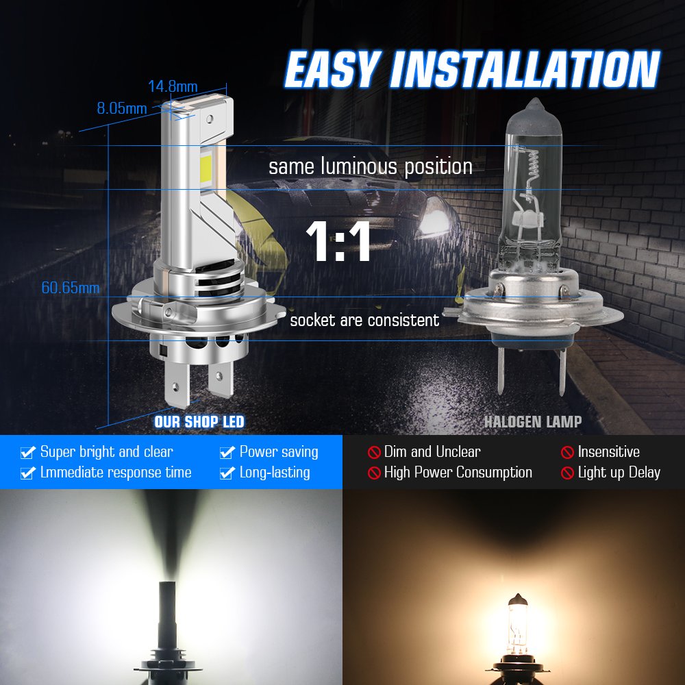 Yobis Super Brightness H7 Bulb Plug & Play N5 70W 6000LM Car Fog LED Light 3 Copper Tubes LED Headlight 12V 24V Auto LED