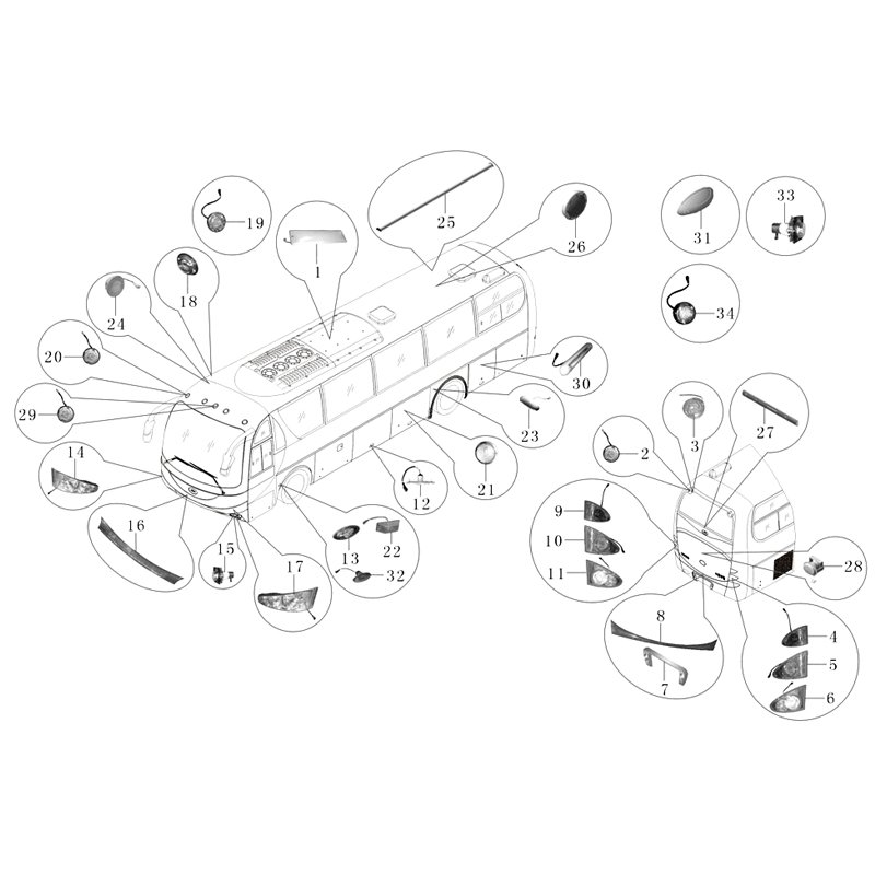 Bus Light 24V LED Lamp Vehicle Lighting Parts Bus Lights For King Long Higer ZhongTong Bus
