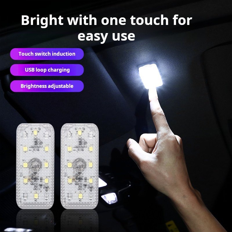 Yosovlamp Indoor Colorful Touch Atmosphere Light with 8 Beads LED Emergency Car Light Wireless USB Mini Interior Lighting