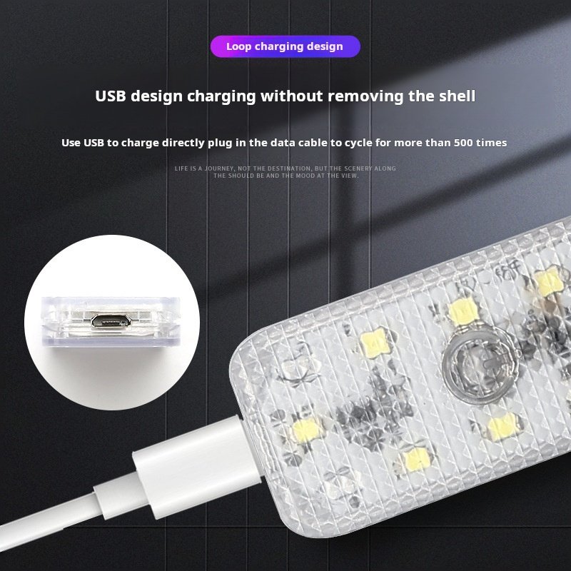 Yosovlamp Indoor Colorful Touch Atmosphere Light with 8 Beads LED Emergency Car Light Wireless USB Mini Interior Lighting