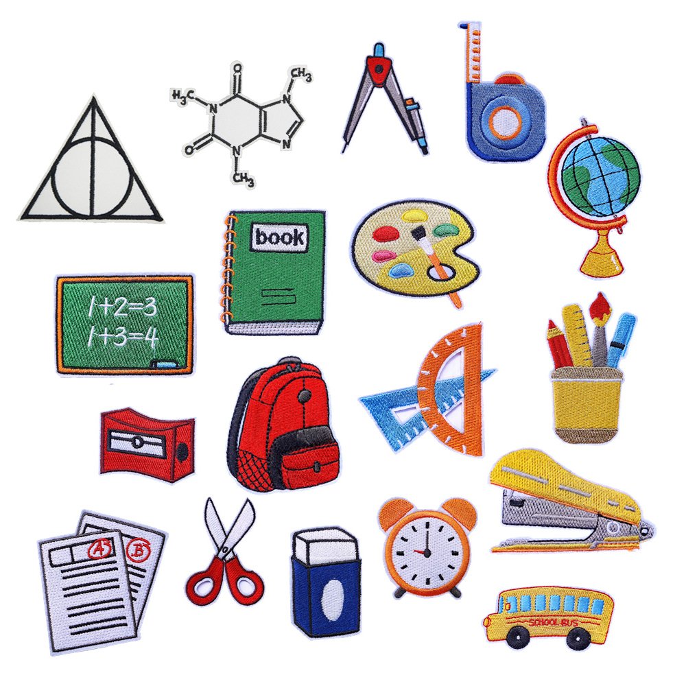Yiwu Wintop School Opens Study Stationery Theme Iron on Custom Patches Embroidered for Clothing