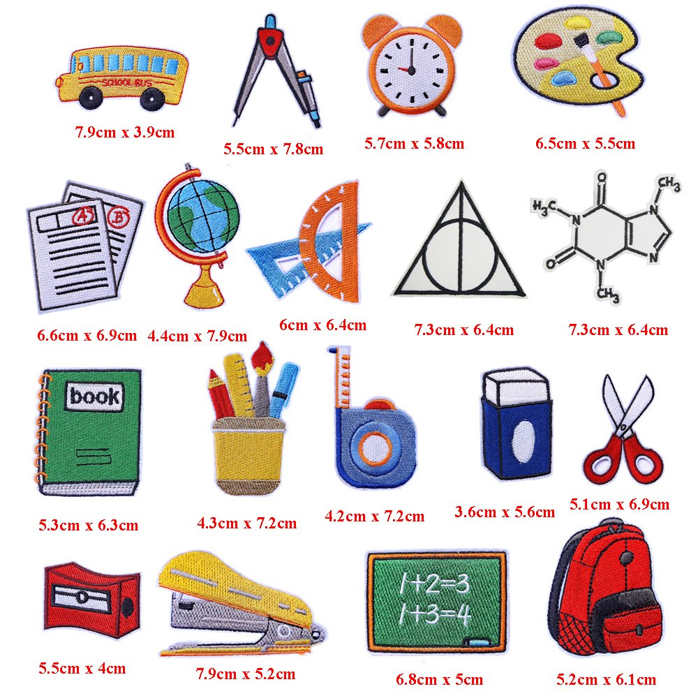 Yiwu Wintop School Opens Study Stationery Theme Iron on Custom Patches Embroidered for Clothing