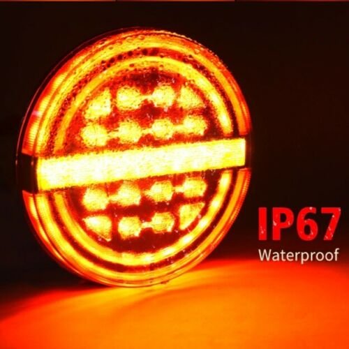 12V 24V 5.3 Inches Round Trailer Daytime Running Lights Amber Flow Turn Signal Waterproof for Pickup RV Car ATV UTV Bus Boat