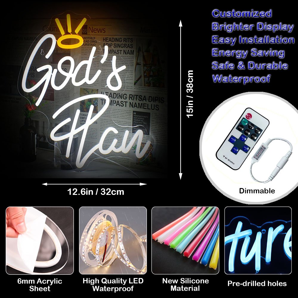 Hot-selling OutDoor Advertising Dynamic Neon Sign Gods Plan Luminous Logo for Wall Business Store Club Room Light up Sign