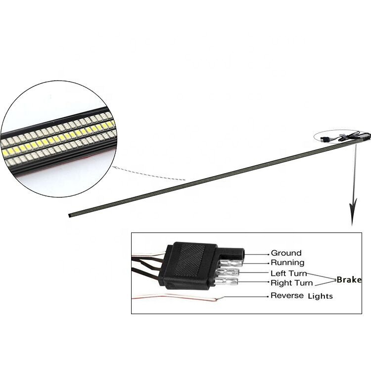 Red Brake and Amber Turn Signal 60" Led Tailgate Light Bar Strip Redline Triple LED Tail Light for Truck Pickup