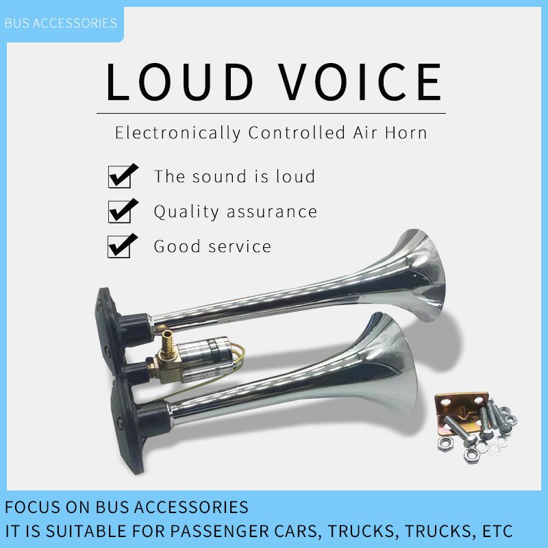 Jiuqiang 12V 24V Air Horn Clear High Decibel Metal for Truck Bus Loudspeaker Accessories Higer Ankai Bus Horn Parts