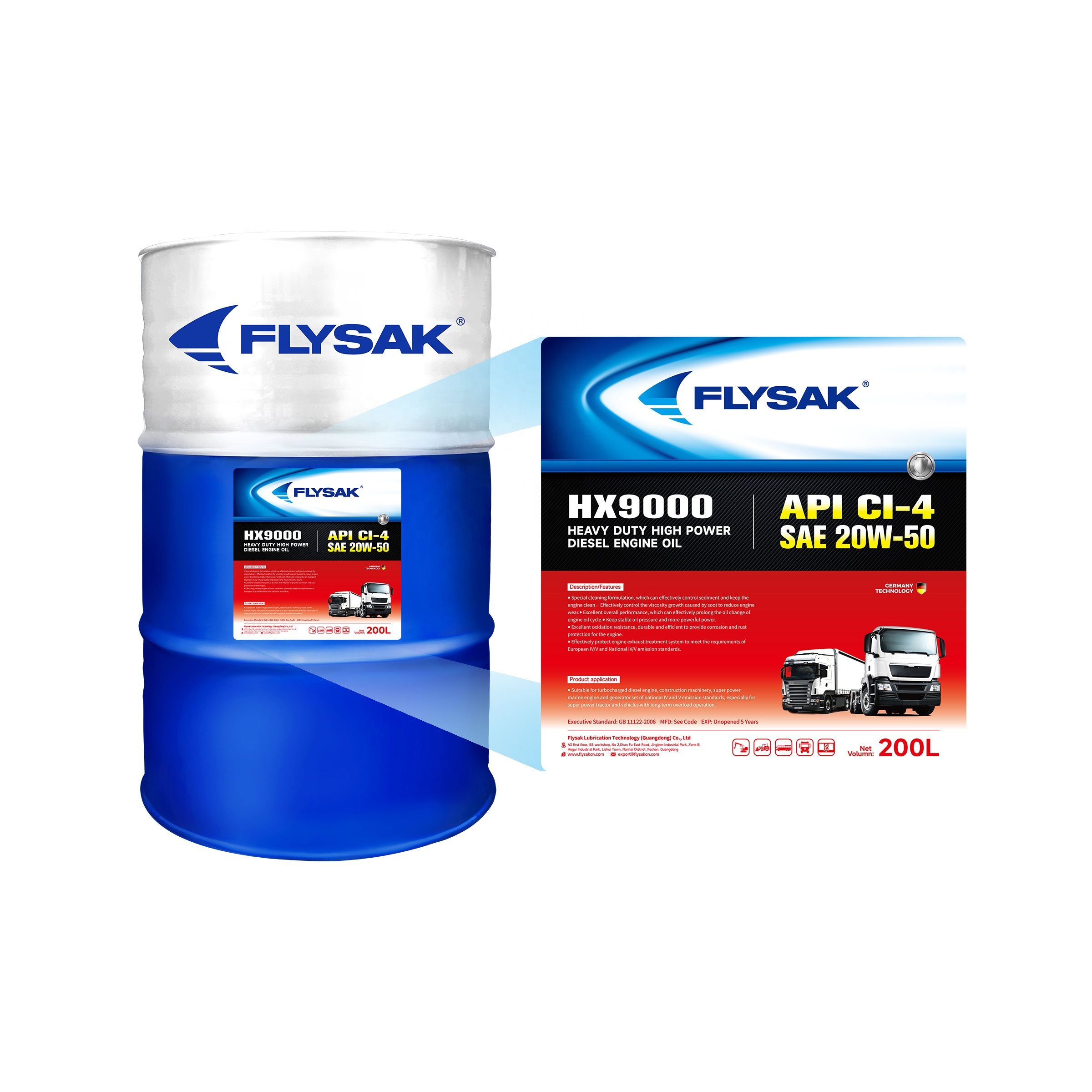 China Factory Heavy Duty Diesel Engine Oil API CI-4 20W50 Motor Oil for Buses Diesel Engines