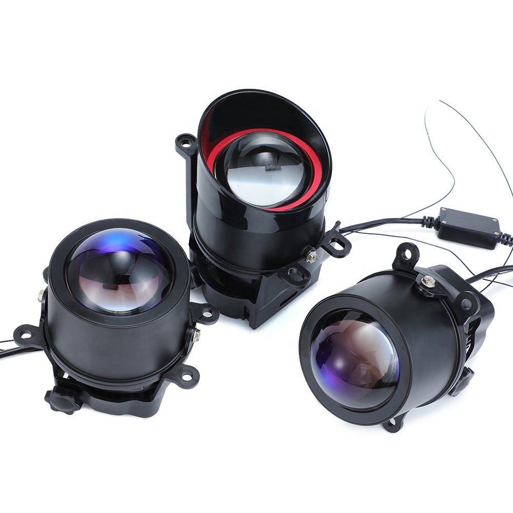 F8X 3.0 Inch Tri Colors Biled Fog Lamp Projector Lens Car Bi Led Headlight Fog Lights Projector for Universal