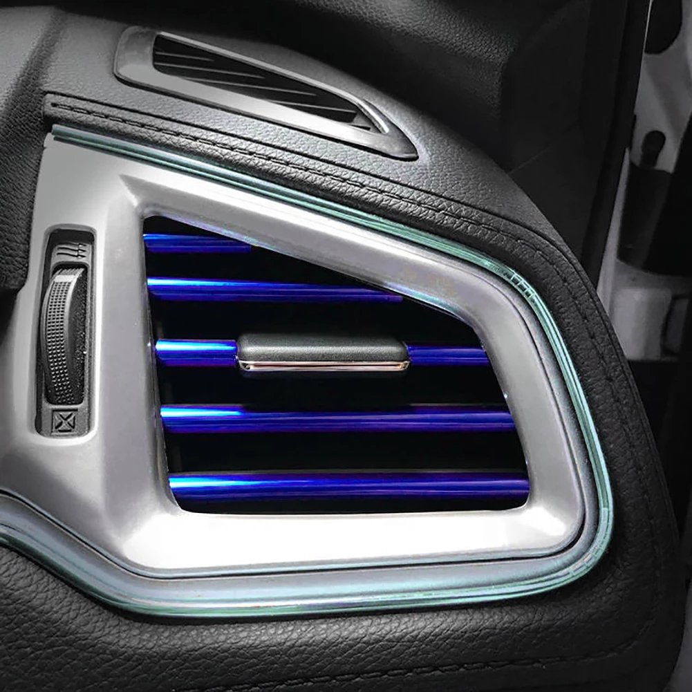 10Pcs 20cm Universal Car Air Conditioner Outlet Decorative Strips U Shape Moulding Trim Strips Decor Car Styling Accessories