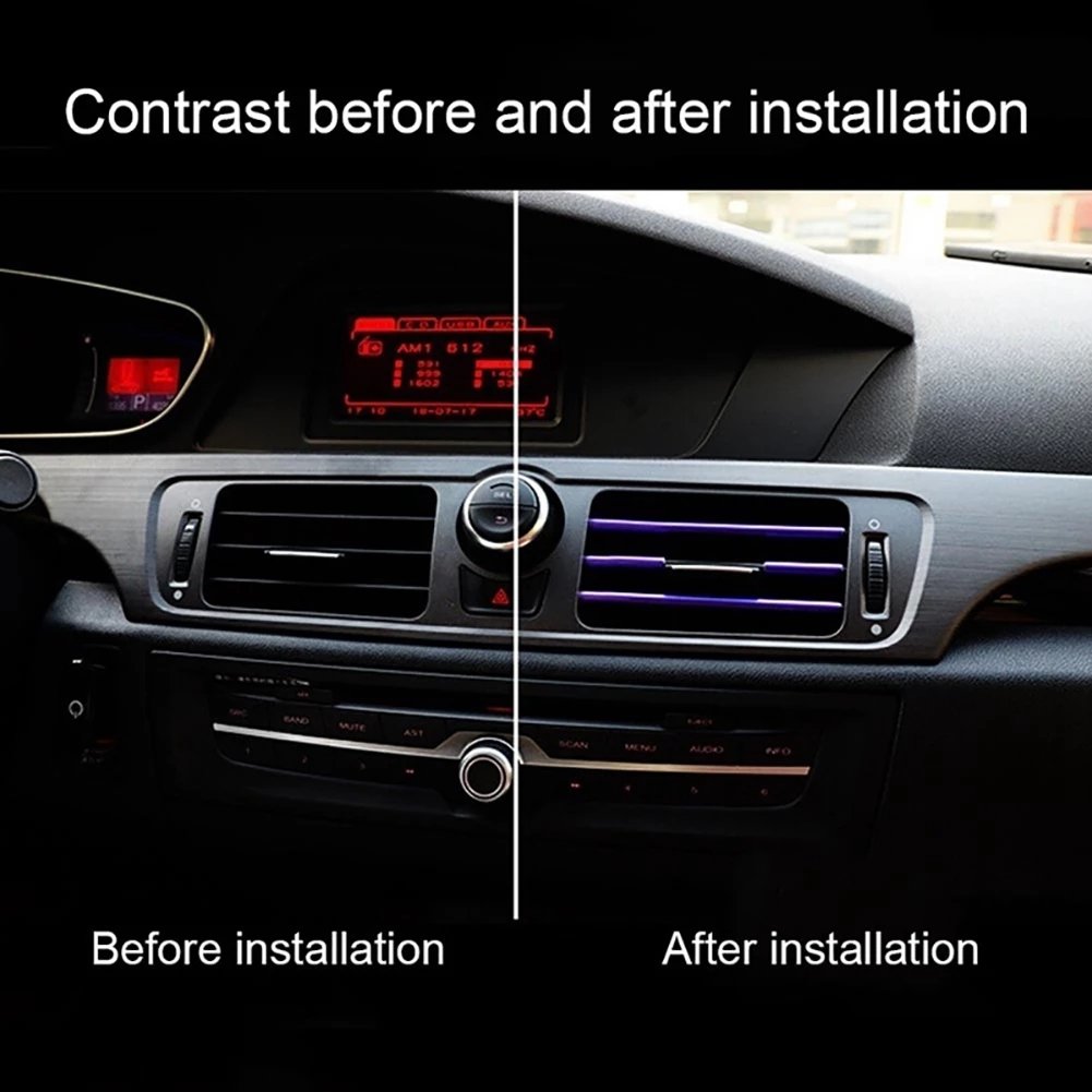 10Pcs 20cm Universal Car Air Conditioner Outlet Decorative Strips U Shape Moulding Trim Strips Decor Car Styling Accessories