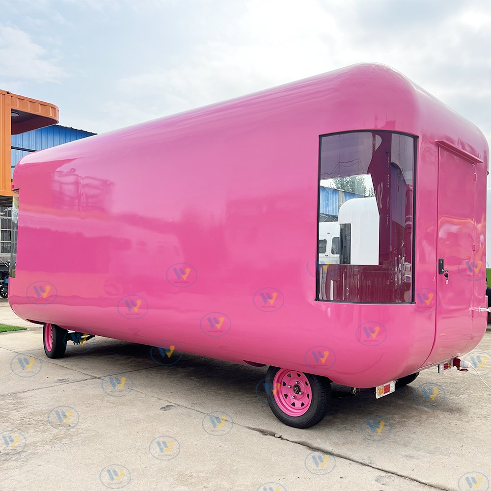Custom Mobile Food Restaurant Hot Dog Trailer on Wheels/stainless Steel Food Trailer with Big Window