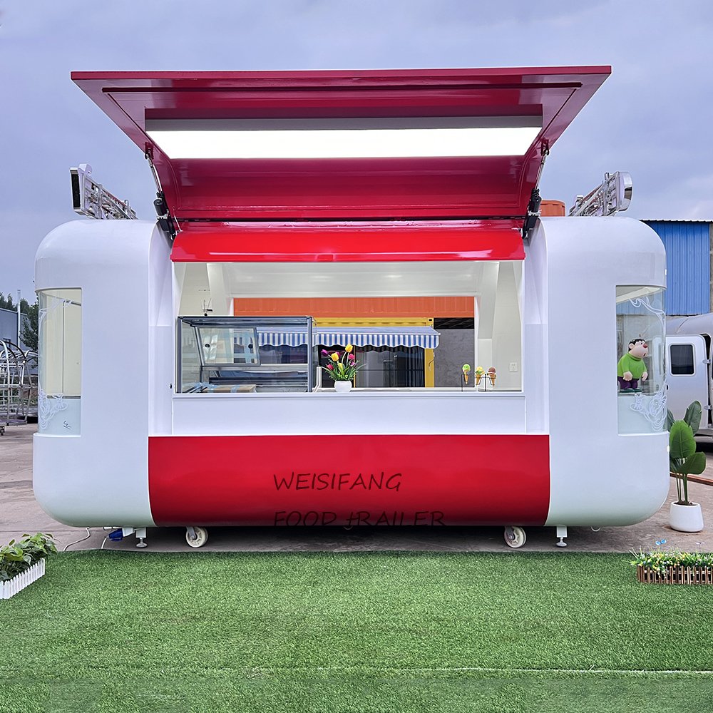 Custom Mobile Food Restaurant Hot Dog Trailer on Wheels/stainless Steel Food Trailer with Big Window