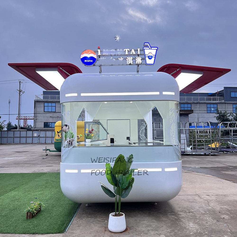 Custom Mobile Food Restaurant Hot Dog Trailer on Wheels/stainless Steel Food Trailer with Big Window