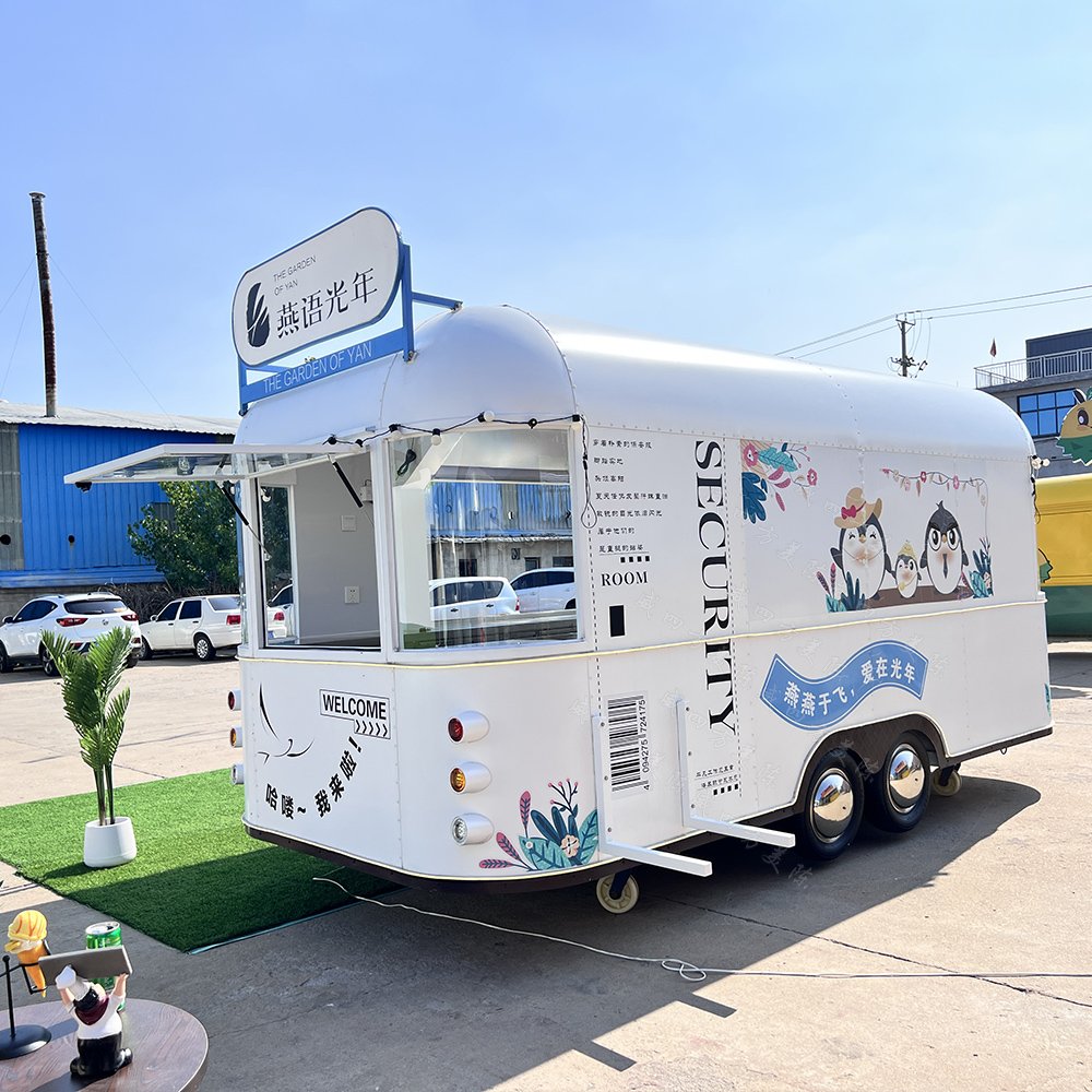 Custom Mobile Food Restaurant Hot Dog Trailer on Wheels/stainless Steel Food Trailer with Big Window