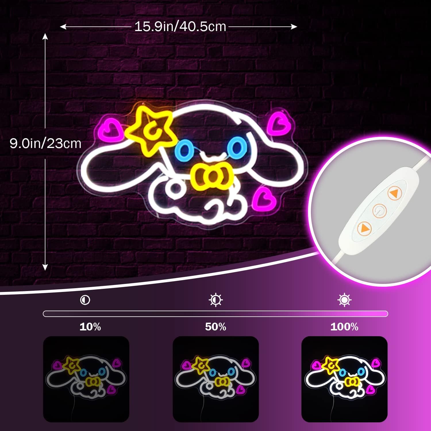 Wall Decor Light Dimmable Cinnamoroll Anime Neon LED Sign for Bedroom