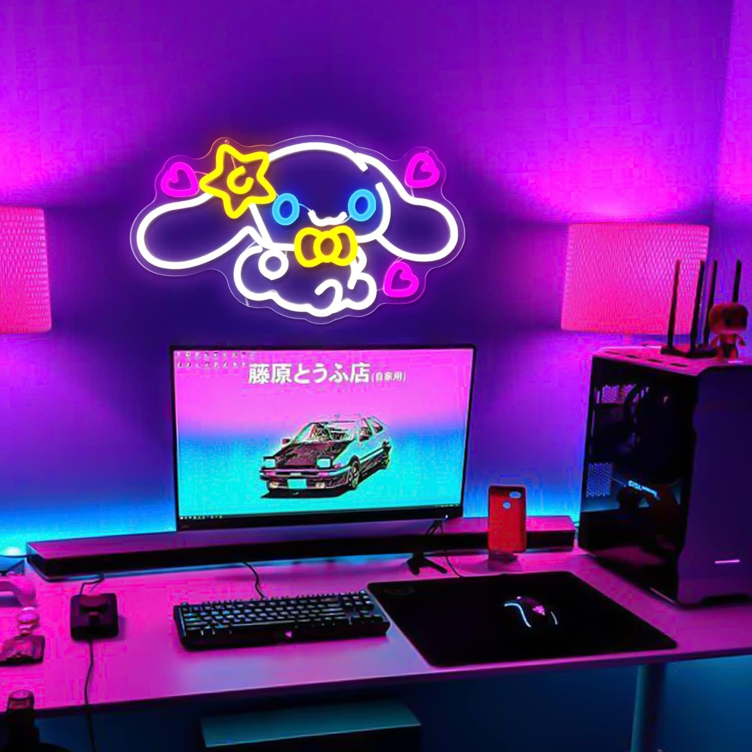 Wall Decor Light Dimmable Cinnamoroll Anime Neon LED Sign for Bedroom