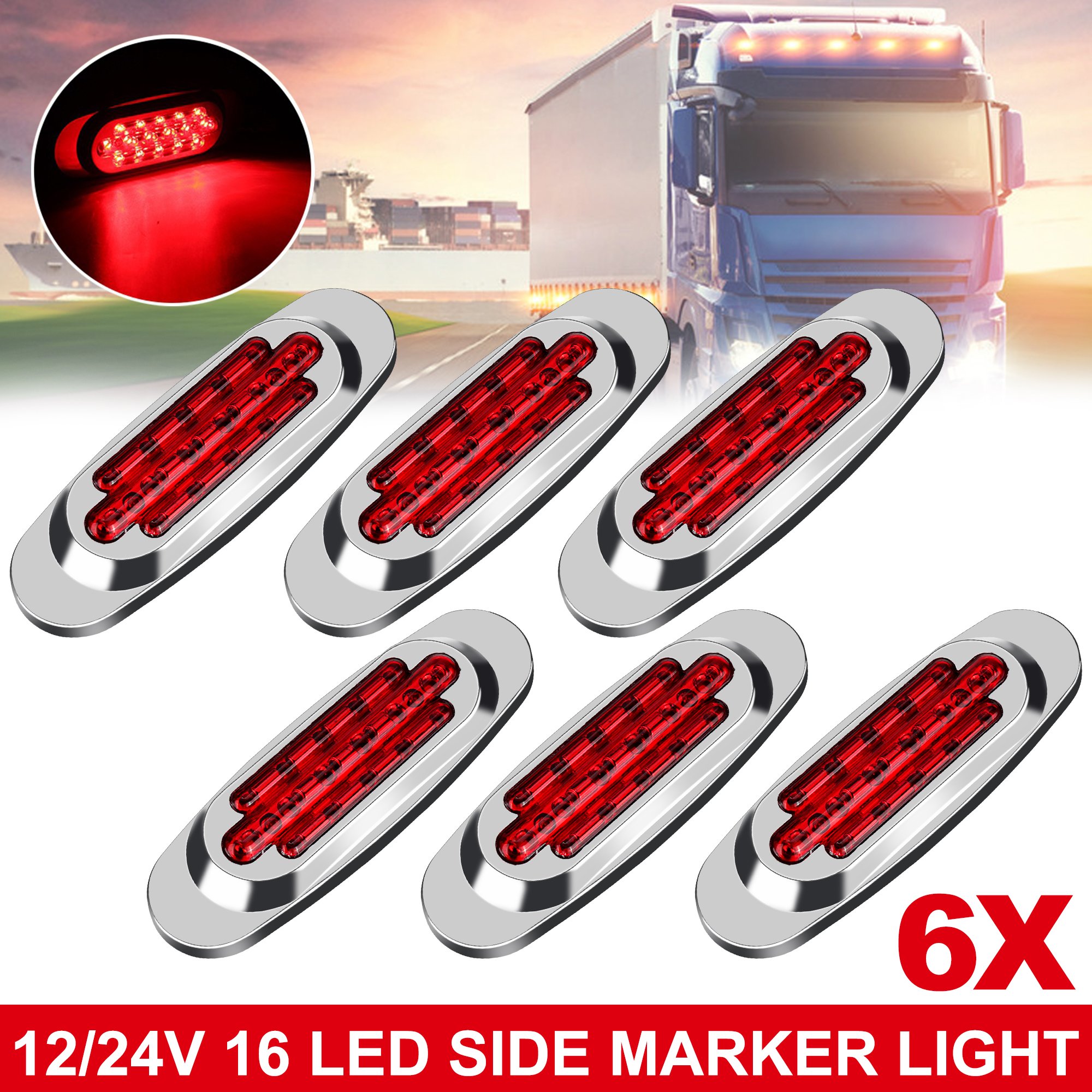 LED Truck Accessories Trailer Side Marker Indicators Light Led Warning Light Bar Truck Stop Lamp 12V24V Super Bright Rear Lamp