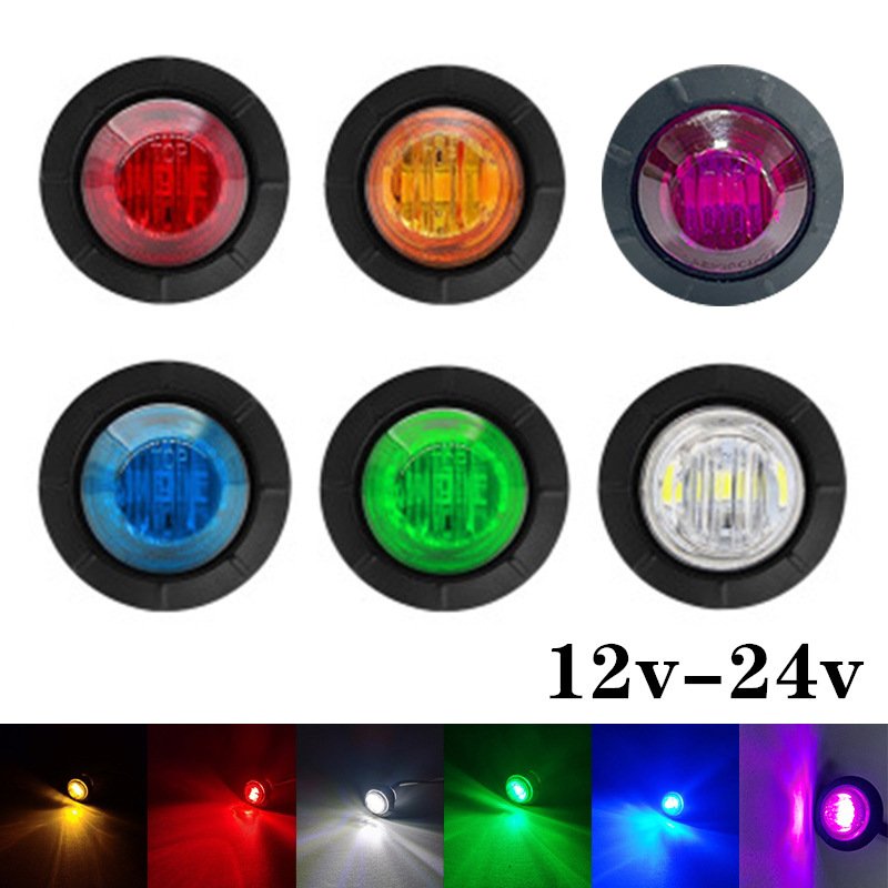 In Stock Custom 3/4" Round 3 Led Rear Side Marker Indicators Light for Truck Car Bus Trailer Chrome Trailer Side Marker Light