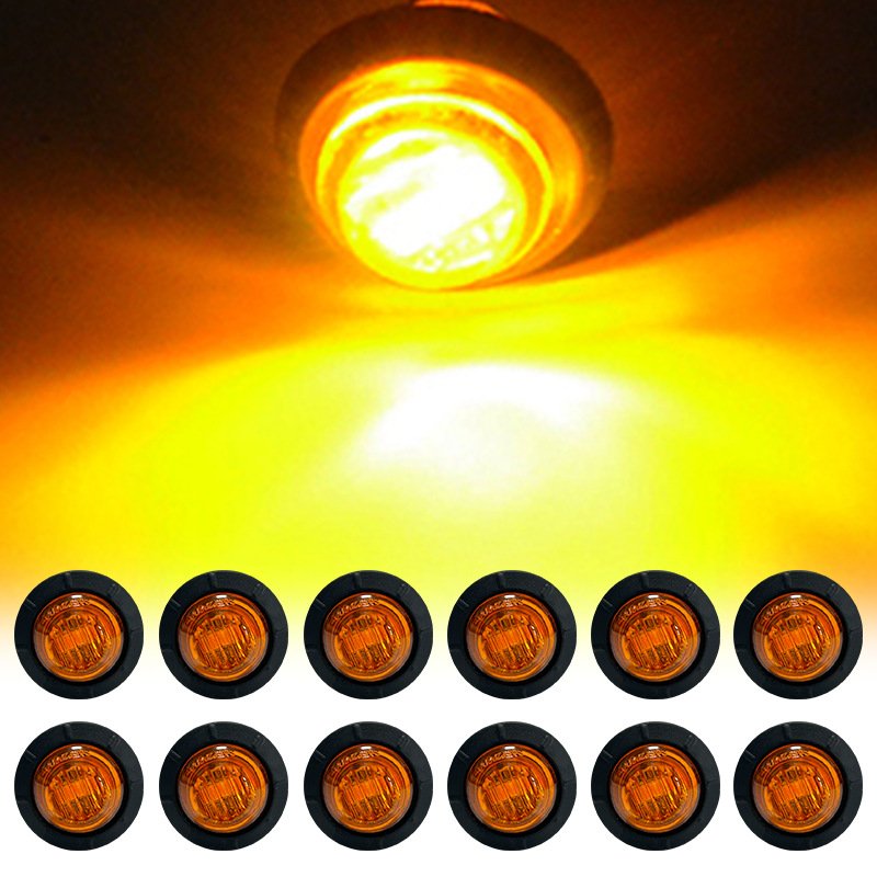 In Stock Custom 3/4" Round 3 Led Rear Side Marker Indicators Light for Truck Car Bus Trailer Chrome Trailer Side Marker Light