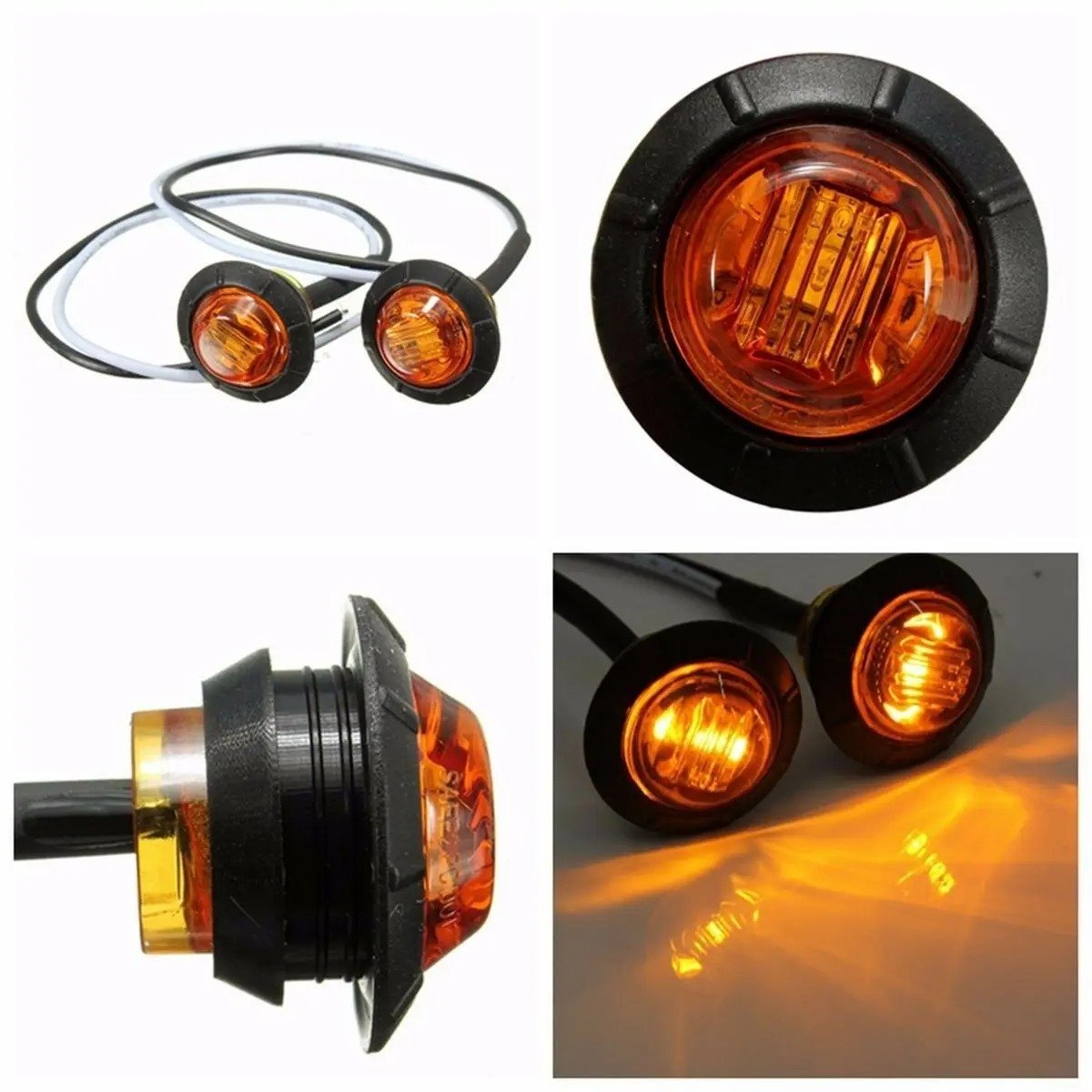 12 24V LED Side Marker Indicators Light Truck Warning Tail Light Trailer Lorry Car External Clearance Turn Signal Lamp