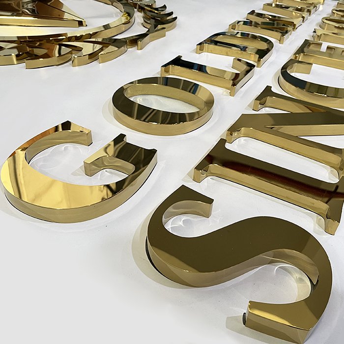 Customized Plating Mirrored Gold Color Company 3D Logos Sign Wall Decor Letter 3d Metal Sign