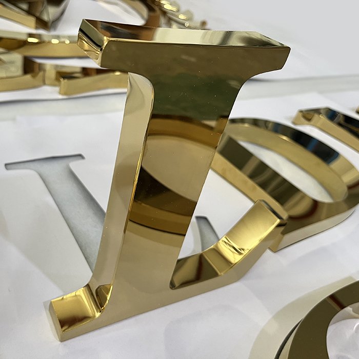 Customized Plating Mirrored Gold Color Company 3D Logos Sign Wall Decor Letter 3d Metal Sign